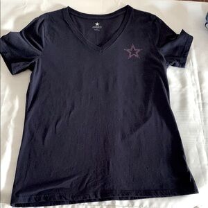 NFL Dallas Cowboys Black V-Neck T-Shirt with Star Logo size large